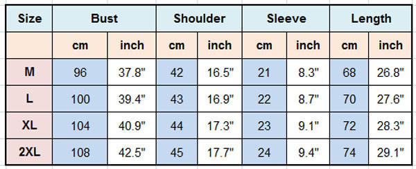 t-shirt size chart