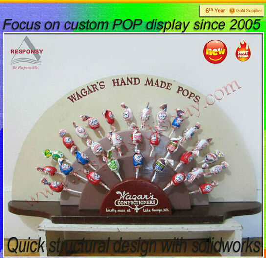 2014 most pop good quality retail shop wooden lollipop display stand