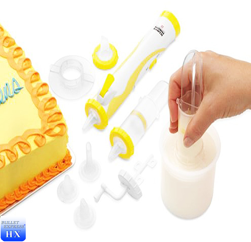 easy and fun battery-powered cake decorating syringe set