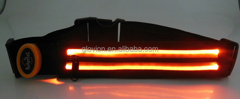 ledの安全性製品のための自転車クラブウエストポーチベルトポーチ付きledベルトウエストバンド、 モバイルled携帯問屋・仕入れ・卸・卸売り