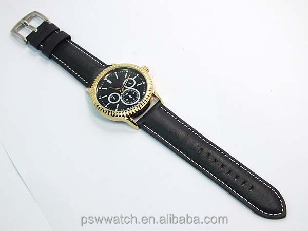 genuine leather IP gold bulk buy mens wrist watch