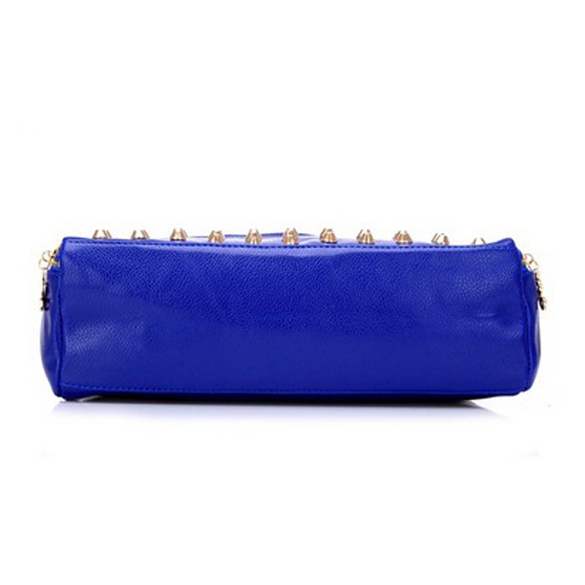 Korea Style Women's PU Leather Split Joint Rivet Handbag Shoulder