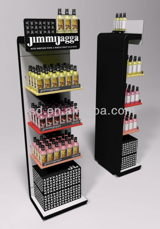 TSD-W193 Factory custom high quality red wine pop floor standing store display racks