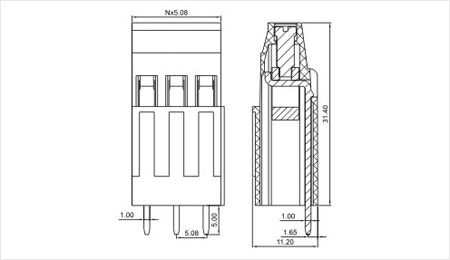 三河コネクタの製造5. 08ミリメートルpcbねじ端子台仕入れ・メーカー・工場