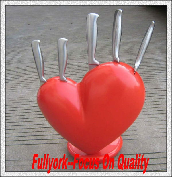 壊れたハート形の心臓ナイフナイフブロックテレビで見られるように設定する心臓付きナイフセットのナイフブロック問屋・仕入れ・卸・卸売り