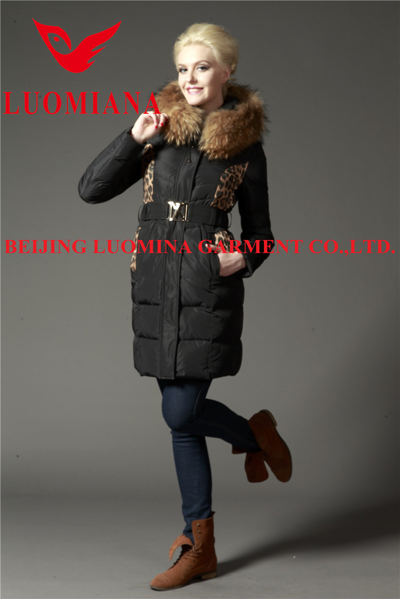 最新のリアルファー2014年光沢のあるファッション性の高い高品質の冬用ダウンジャケット冬c- 14w171問屋・仕入れ・卸・卸売り