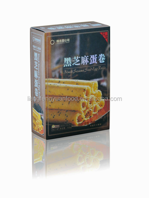 handmade egg roll cookie with black sesame