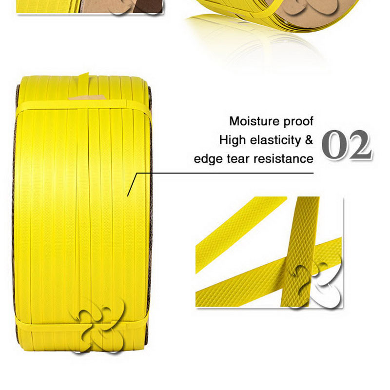 高い引張黄色15ミリメートルppストラップバンドプラスチックパッキングベルト仕入れ・メーカー・工場