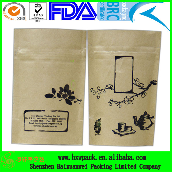 plastic stand up tea bags with zipper