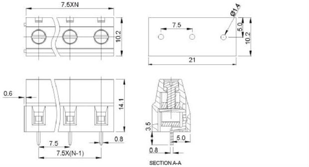 screw terminal block connectorZB128 300V 7.5MM仕入れ・メーカー・工場