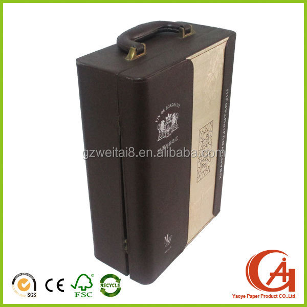 custom handmade red wine leather boxes wholesale for luxury wines packaging