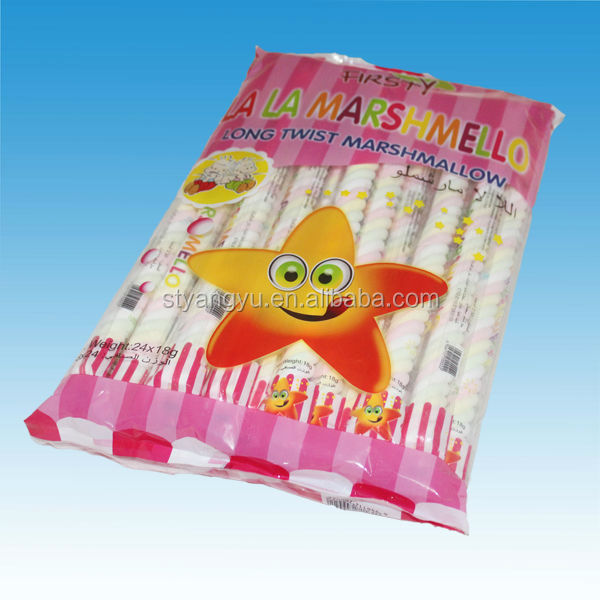 Halal long twisted marshmallow sweet candy,China Yangyu price supplier