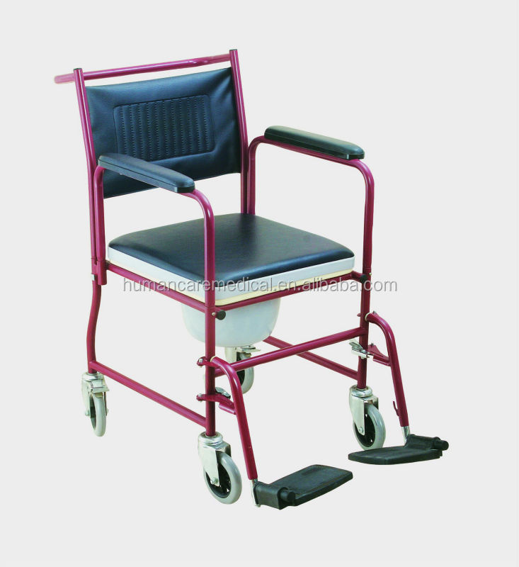 Aluminum Commode Wheelchair Shower Chair With Fold Up Footrest And