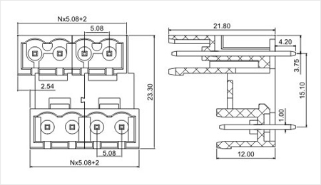 三河緑5.0/5.08mmプラグイン可能なターミナルブロックコネクタの製造は、 ヘッダー部分仕入れ・メーカー・工場