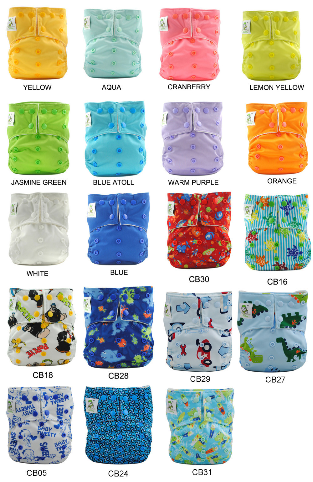 4 Reusable Bamboo Diapers of Coolababy Washable Baby Cloth Diapers