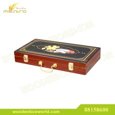 s88158600-300 Chips Poker Game Set in Art Design Wooden Box