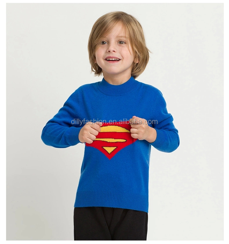 スーパーマンパターンのセーターカシミヤ、 子供衣装のためのニットウェア仕入れ・メーカー・工場