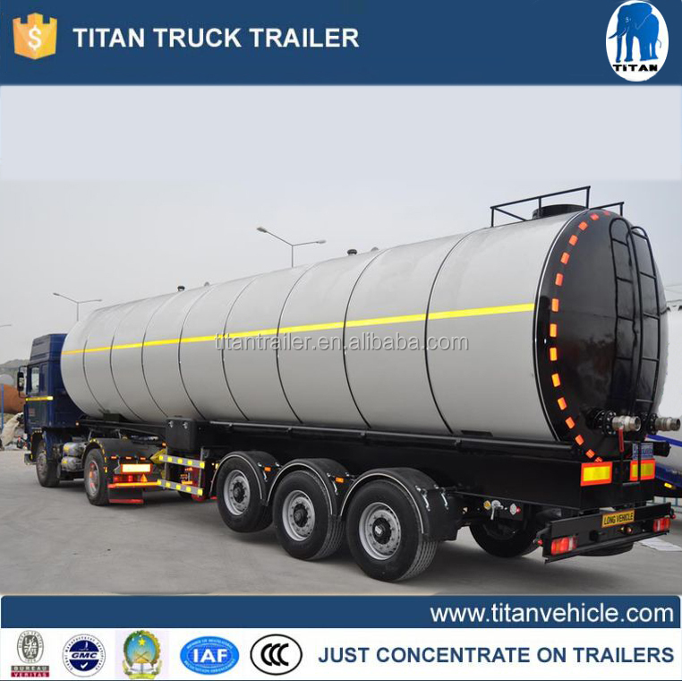 TITAN heated bitumen oil tank trailer , 3 axle bitumen heating tank oil trailer