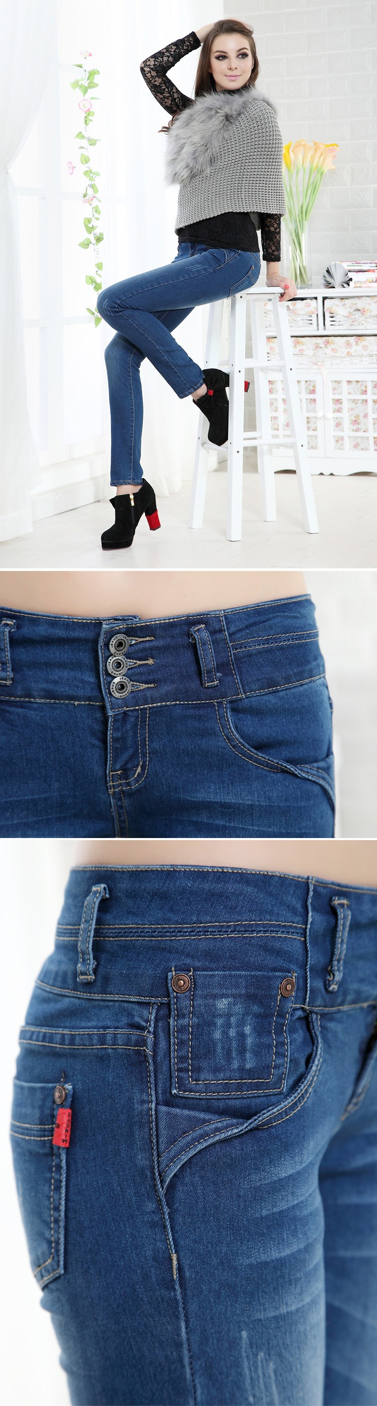 新しいファッションの女性の鉛筆のジーンズパンツハイウエストのジーンズ弾性スキニーパンツズボンセクシースリムフィットの女性のジーンズ仕入れ・メーカー・工場