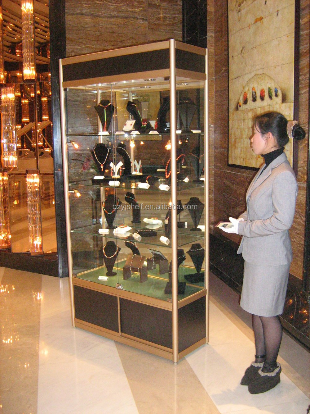 Glass Display Cabinet Showcase Mall Kiosk Showcase For Jewelry