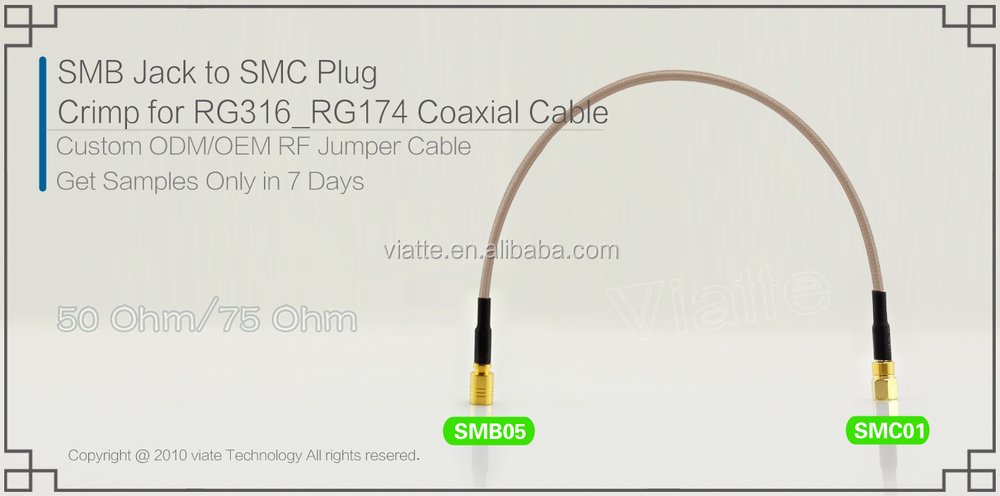 Smcオス圧着のsmbメスrg316_rg174用同軸ケーブルのコネクター仕入れ・メーカー・工場