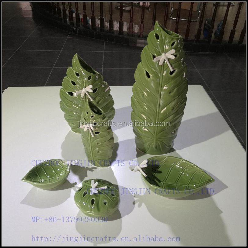 leaf shape green series exquisite glazed porcelain vase.jpg