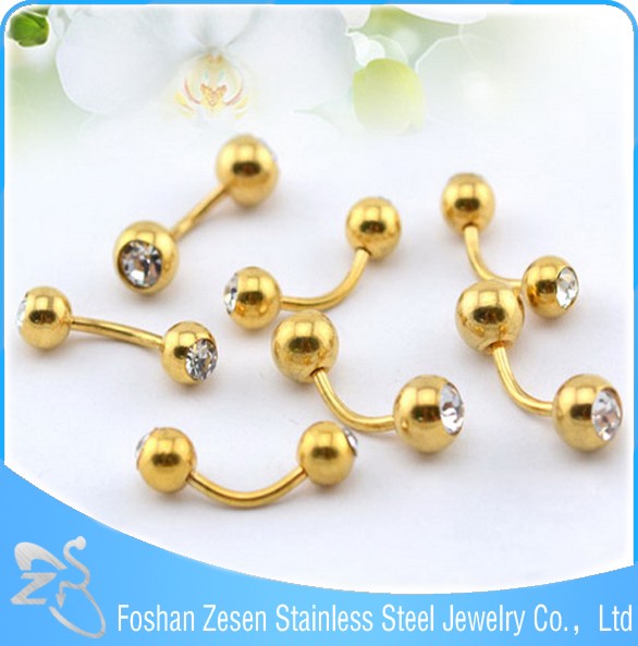 Gold Black Steel Body Piercing Eyebrow Piercing Diamond Eyebrow Ring