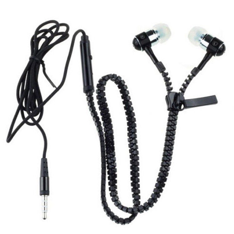 Promotional in-ear earphone with ziper stereo zipper wired earphone with mic for iphone and mobile phone