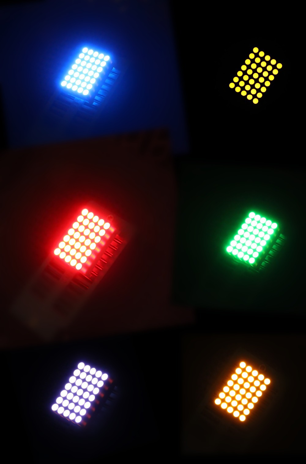 1.9mm dot size 12.7x17.8mm red green blue led 5x7 dot matrix display