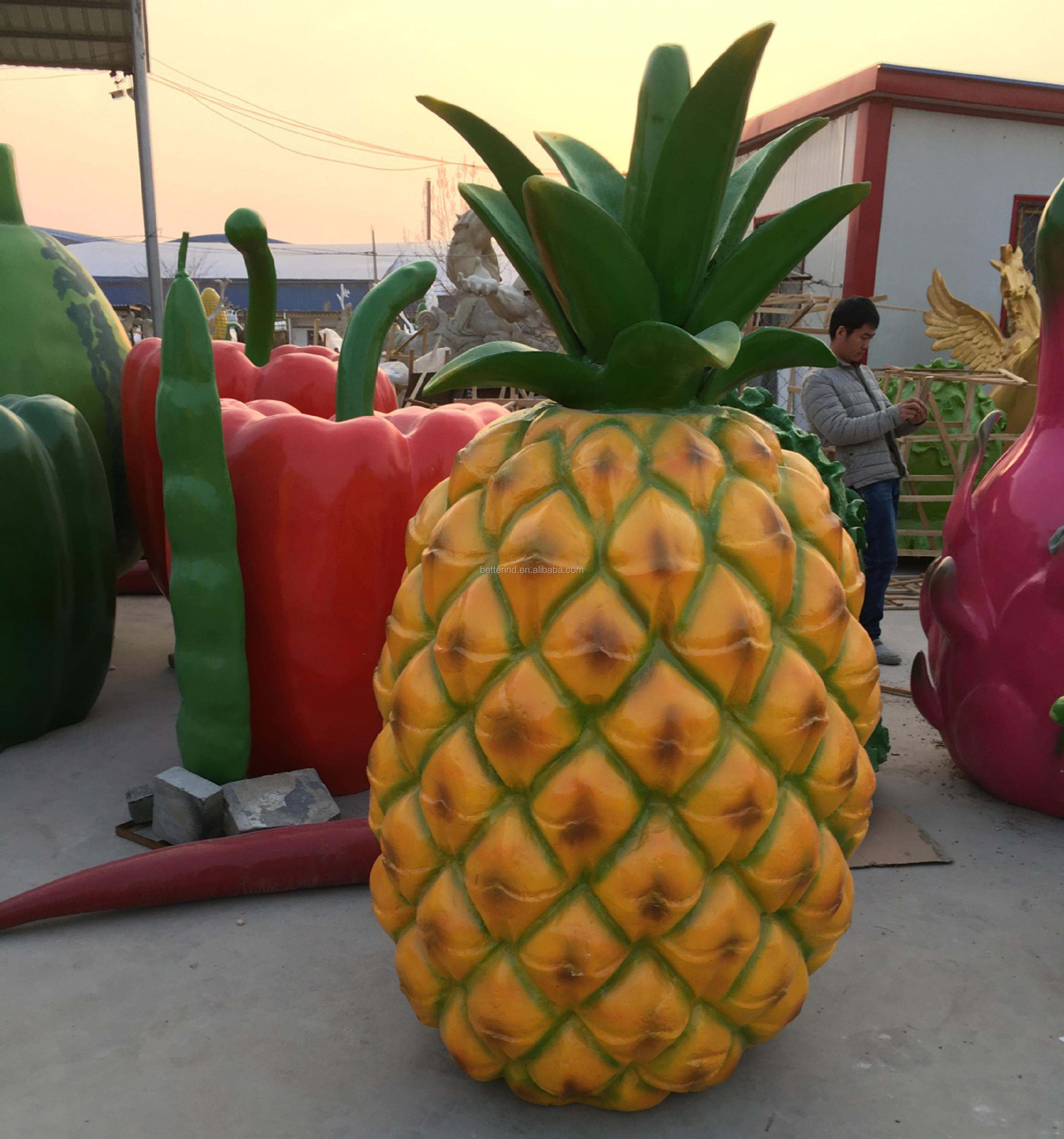 Custom Fiberglass Fruit Sculptures/fiberglass Giant Pineapple Sculpture