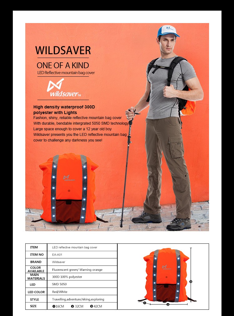 LED polyester 100% waterproof men's outdoor backpack rain cover