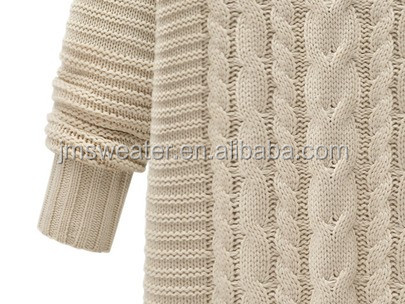 ホワイトハイネック綿ケーブルニット分割セータードレスデザイン用レディース仕入れ・メーカー・工場