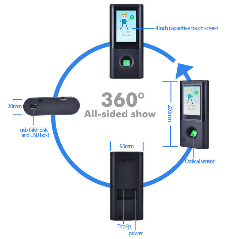 Witeasy A10 4.0 inch touch screen web based Linux operating biometric fingerprint time attendance system