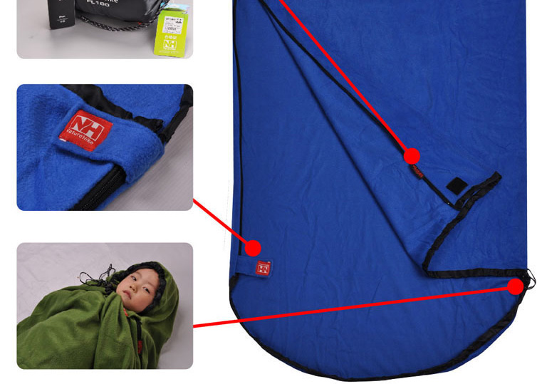 NatureHike Outdoor Silk Sleeping Bag Liner Fleece Sleep Bag Hood Liner