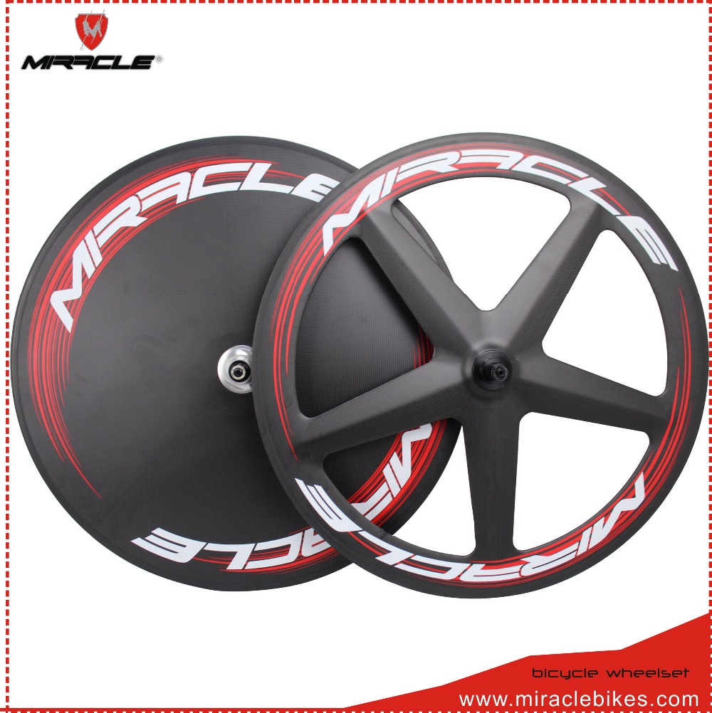 Miracle 5spoke Wheels For Track Bicycle Triathlon Bikes Fivespoke Wheelset T700 Road Bike/fxed