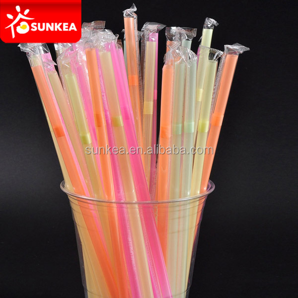 brightly colored pearl milk tea plastic spoon straws