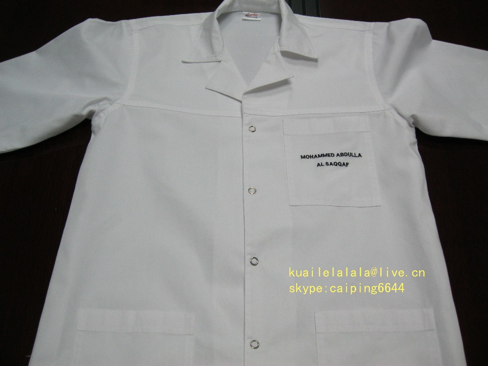 病院制服/高品質ホワイト白衣で印刷仕入れ・メーカー・工場