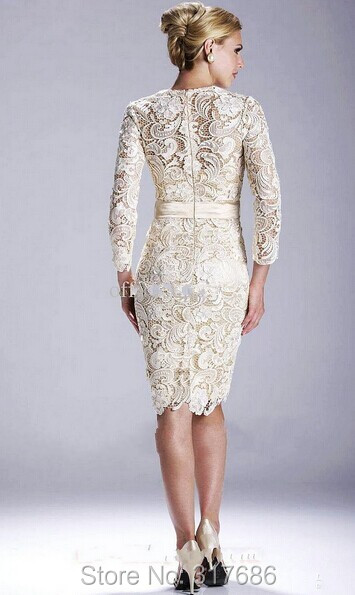 新しい到着の2014年3/4スリーブレースの膝丈の花嫁のドレスの母問屋・仕入れ・卸・卸売り