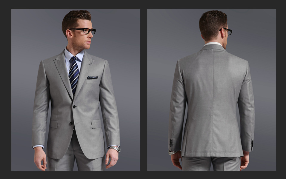 ウール100％ライトグレー色二つのボタンピークラペル男性のビジネススーツ問屋・仕入れ・卸・卸売り