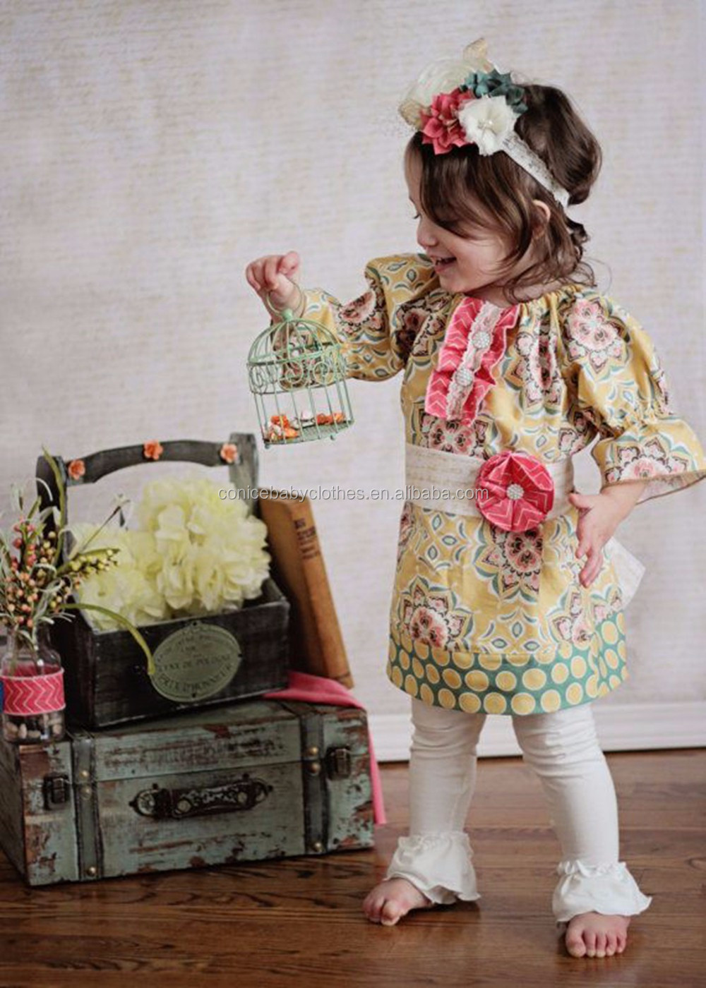 子供フリルノースリーブコットンドレス夏の赤ちゃん女の子ティーンガール服仕入れ・メーカー・工場