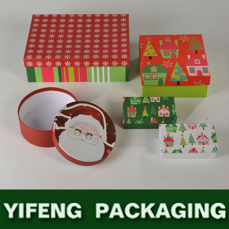 カラフルな紙のギフトボックス包装クリスマスのための、 ギフトの紙箱、 クリスマスギフトボックス卸問屋・仕入れ・卸・卸売り