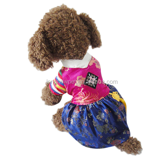 韓服の犬のアパレルドレス新年シルクフリース犬のための犬用のコート仕入れ・メーカー・工場