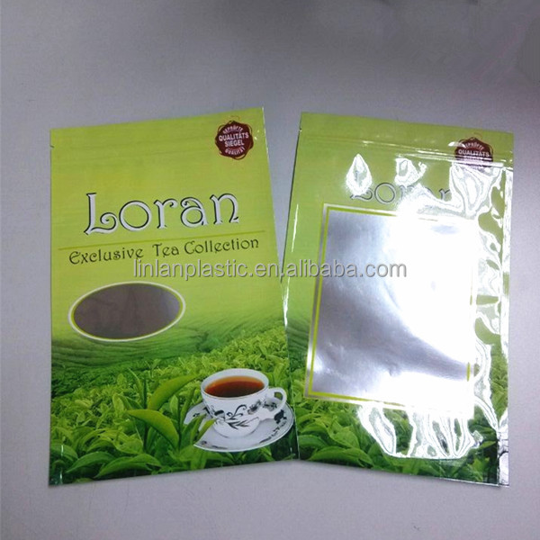 custom logo printed stand up ziplock bag tea bag packaging
