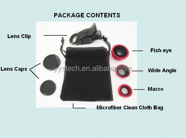 Fisheye Lens Camera Lens Universal Clip Lens for Iphone 4 s / 5s & Samsung with Fisheye Wide-angle Macro