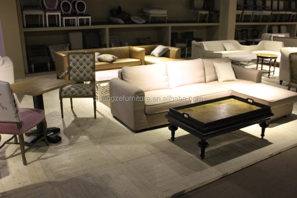 フレンチスタイルの木製ソファクラシカルスタイル無垢材3人掛けのソファ、 革のソファ仕入れ・メーカー・工場