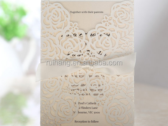 ビクトリア朝のレースの結婚式の招待状のサンプルラップレーザーカット問屋・仕入れ・卸・卸売り