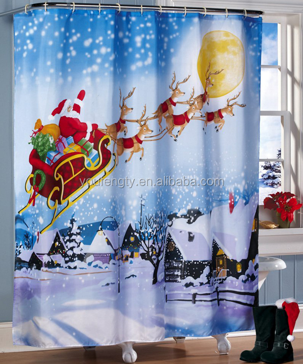 プリントクリスマスのシャワーカーテン問屋・仕入れ・卸・卸売り