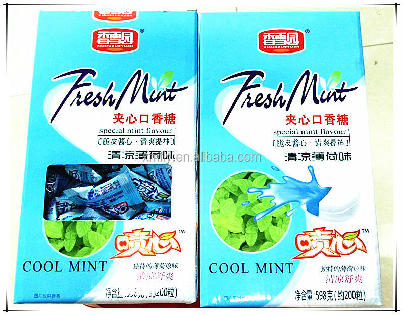 cobblestone like hard coated center filling chewing bubble gum best gum candies