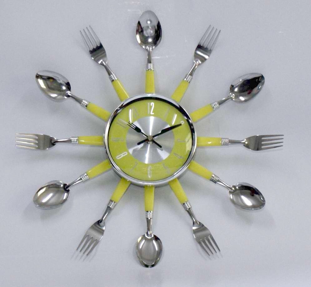 Modern Design Wall Clocks Colourful Cutlery Kitchen Utensil Wall