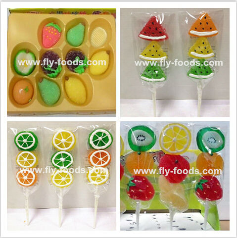 Lemon,Watermelon and Strawberry Shaped Candy Fruit Jelly Pop